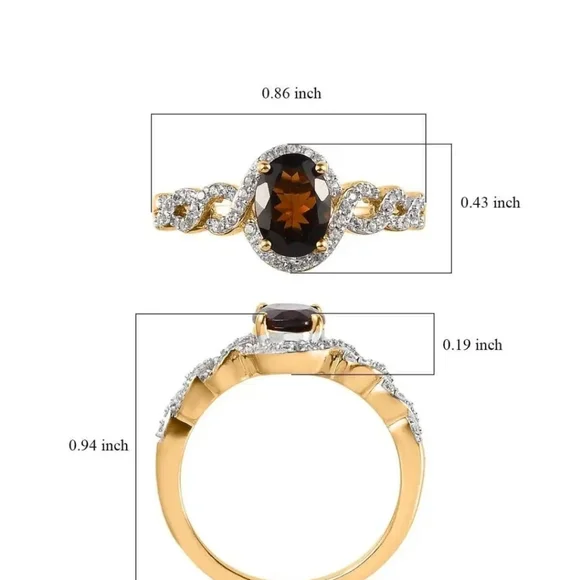 Genuine Tanzanian Golden Tourmaline & White Zircon 18k/925 ✨️Size 7 - Picture 8 of 13